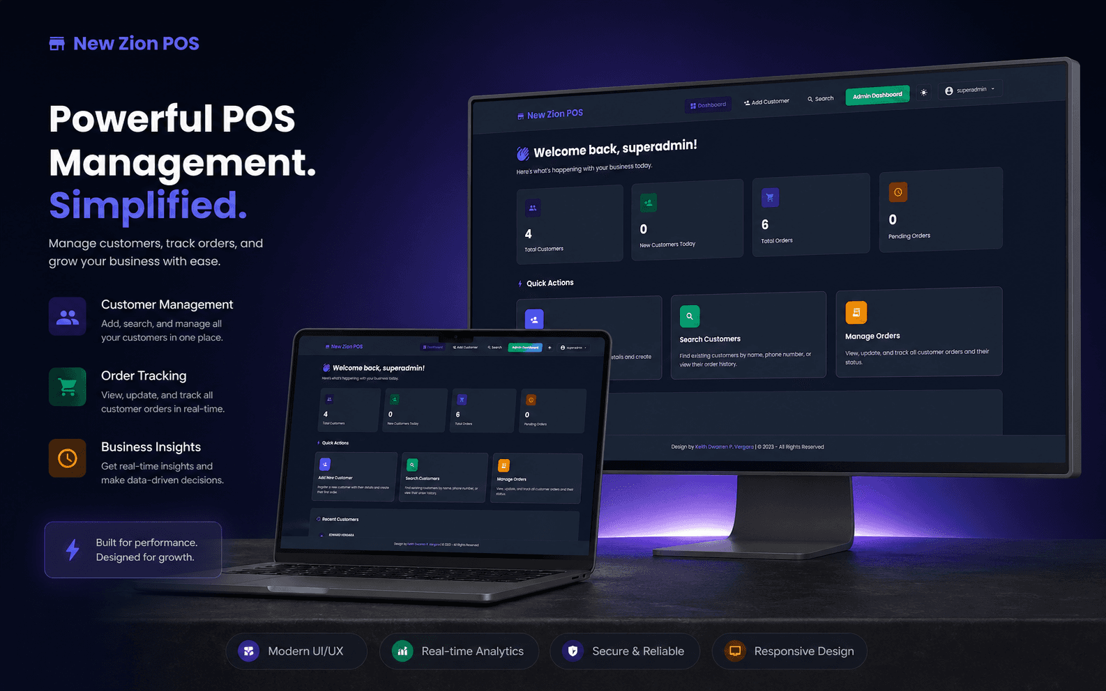 New Zion POS shown across desktop and laptop screens