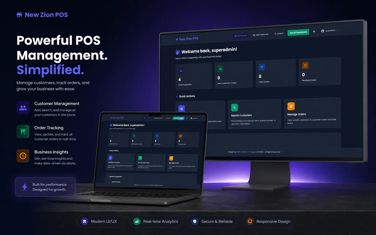 New Zion POS shown across desktop and laptop screens